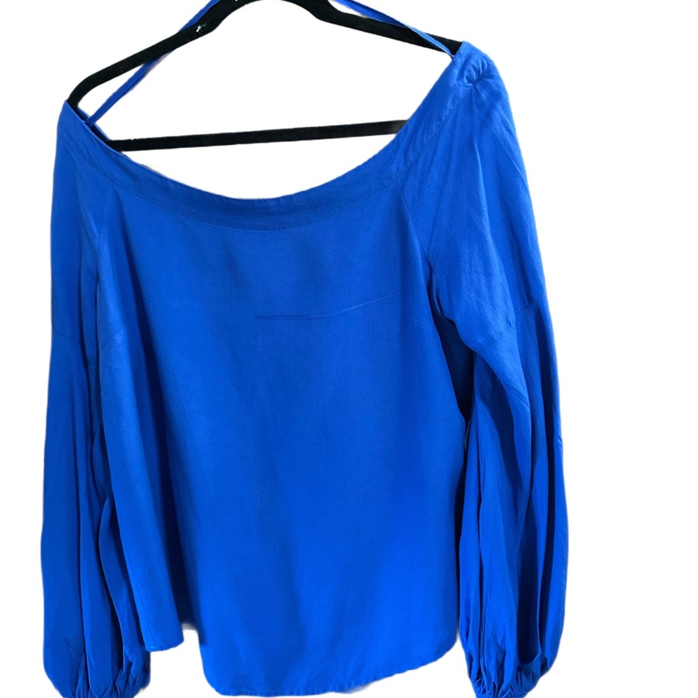 Anthropology Women's Blue Off-Shoulder Top